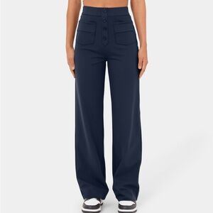 HALARA High Waisted Button Multiple Pockets Straight Leg Casual Pants